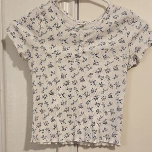 Art Class Cream Fitted Ribbed Blouse